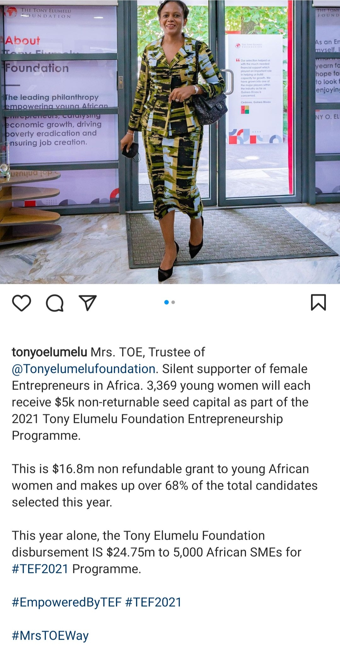 Nigerian woman, Awele Elumelu Gives out $5,000 each seed non-returnable capital to 3,369 young women