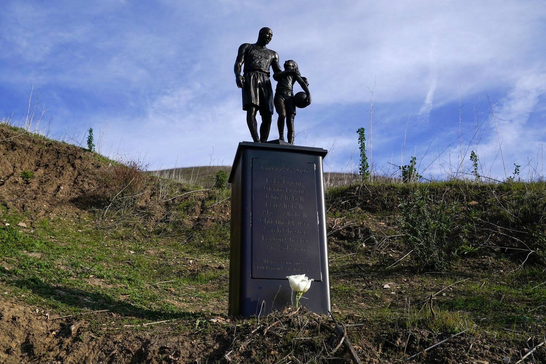 Kobe & Gianna Bryant Statue Erected At Helicopter Crash Site