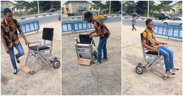 Young Nigerian, Honesty Godwin, Builds Foldable Electric Wheelchair With Locally Sourced Materials