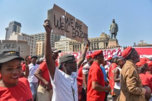 Protesters in South Africa Call for the Resignation of President Cyril Ramaphosa