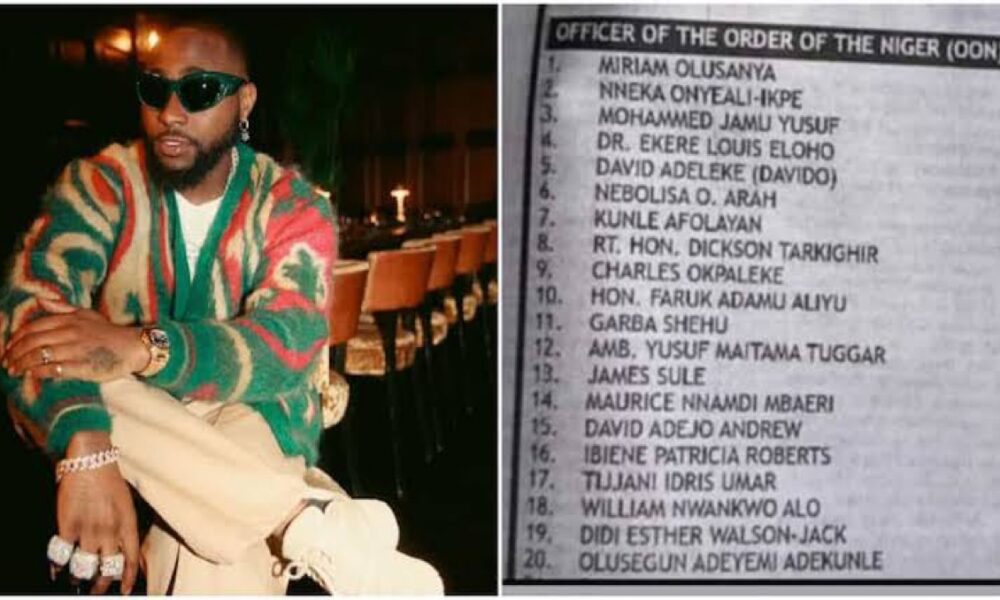 Davido Receives Officer of the Order of Niger (OON) for Contributions to Nigerian Music and Culture
